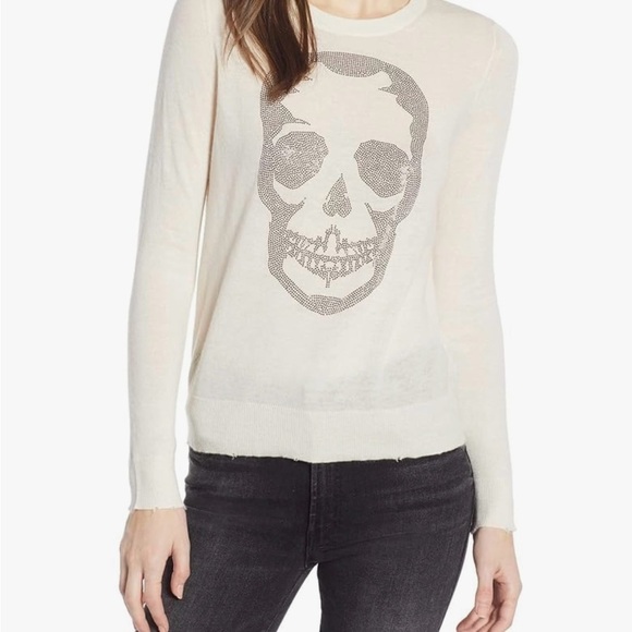 Zadig & Voltaire Women’s Distressed Miss Camo Skull Strass Sweater Size Medium - Picture 5 of 15